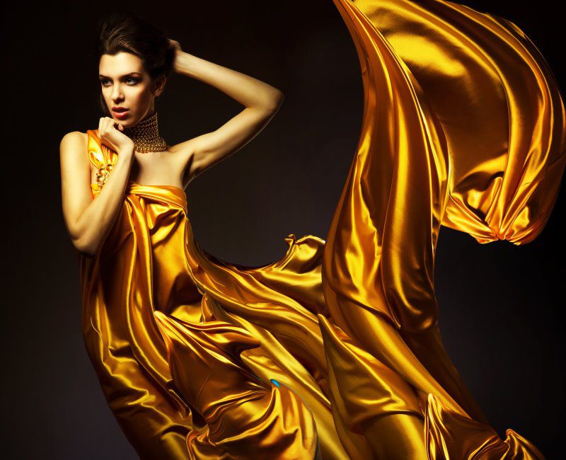 girl wearing golden dress