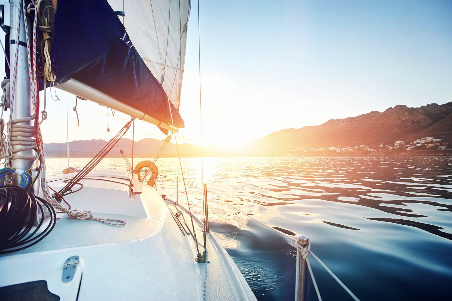 yacht and sunrise