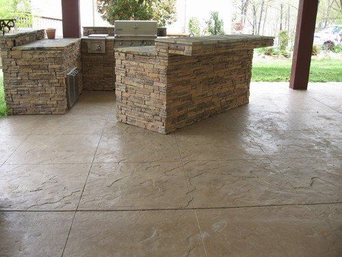 Stamped Concrete - Outdoor Kitchen -Coarse Sandstone