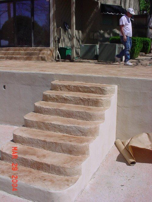 Stamped Concrete - Elevated Patio with Steps