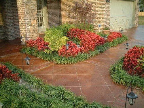 Stain & Score with Brick Accents - Front Entry