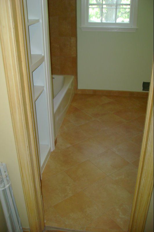 Installation of new floor and tub tile