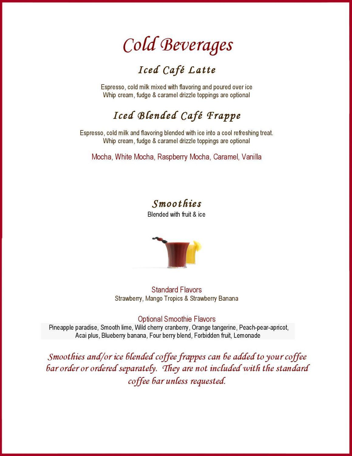 Coffee and Tea Lattes On Location Coffee Cart Catering Service