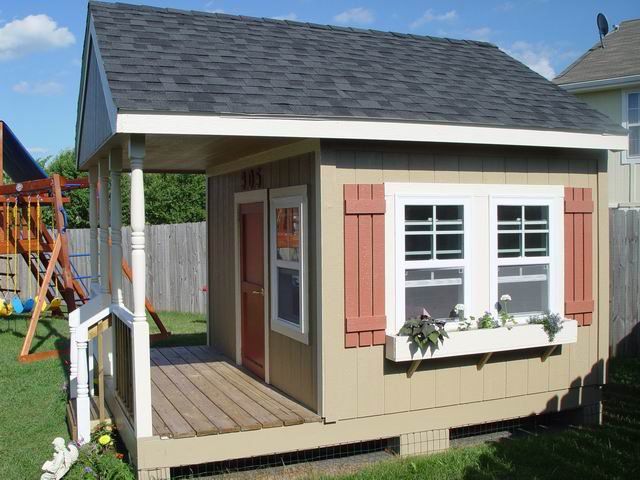 Complete playhouse with sheetrock, window boxes, timberline roof and front porch