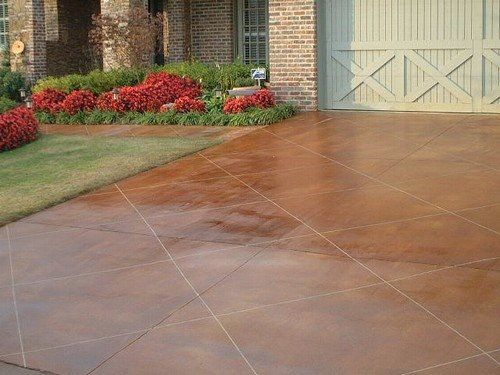 Stained Concrete & Score - Driveway (English Red)