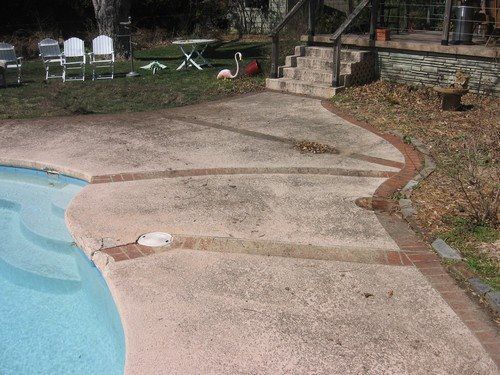 Pool Deck - Spray Texture with masonry effect (Before)