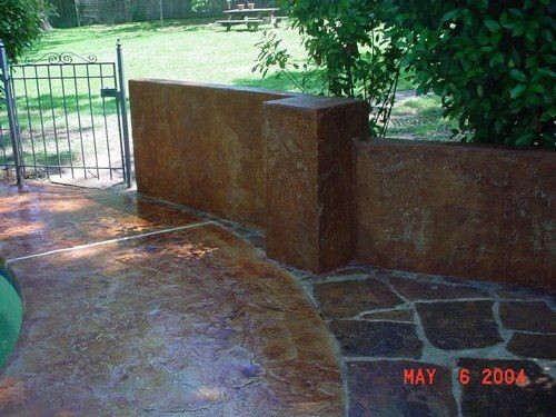 After Stamped Concrete Overlay - Pool Decks